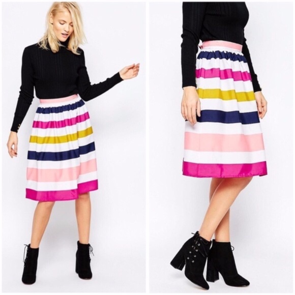 ASOS Dresses & Skirts - {ASOS} Flirty + Fun Brave Soul Candy Stripe Skirt